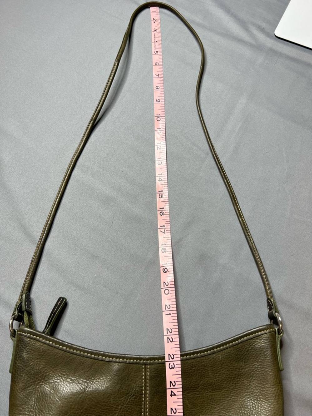 Olive Green Leather Crossbody Bag - Women's Shoulder Purse - Picture 10 of 10